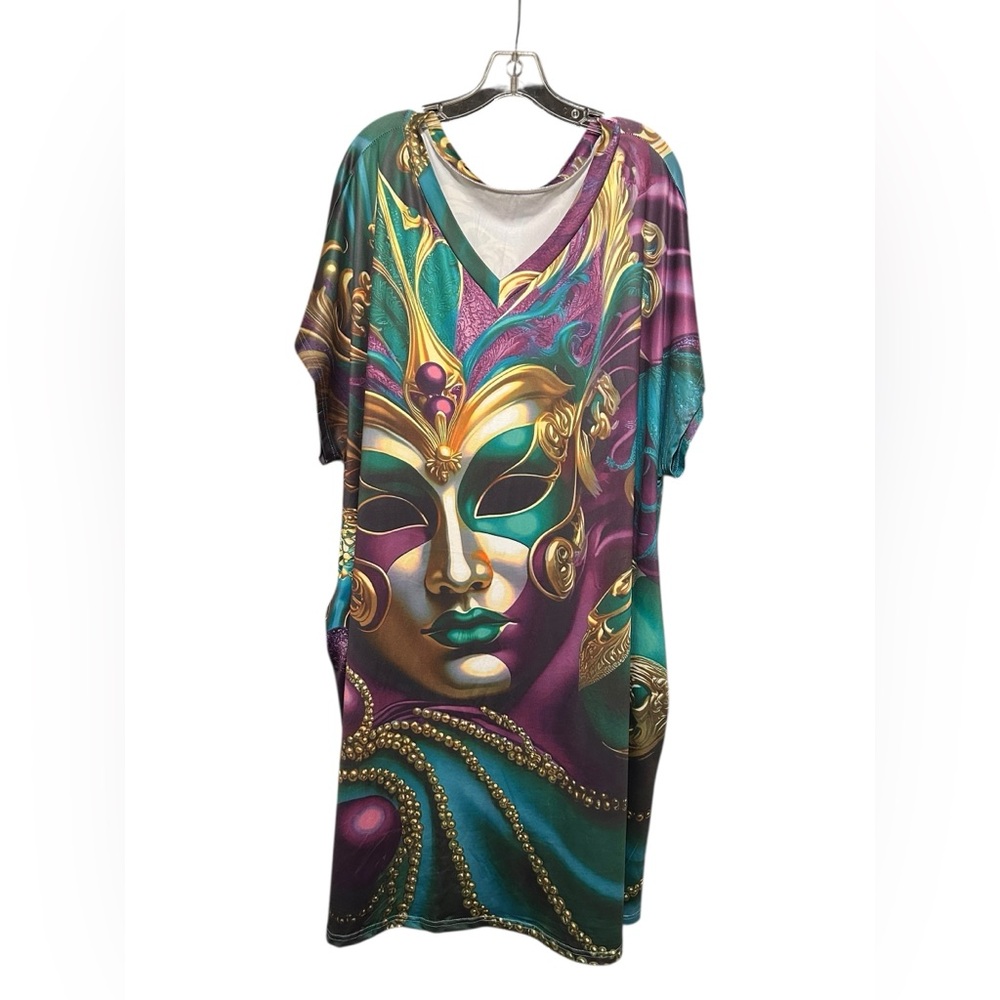 Elegant Mask Print Midi Dress - Picture 13 of 16